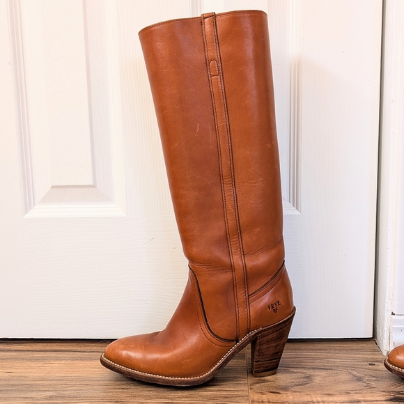 Frye Shoes - Frye Vintage 1970s Women's Cognac Brown Leather Boots